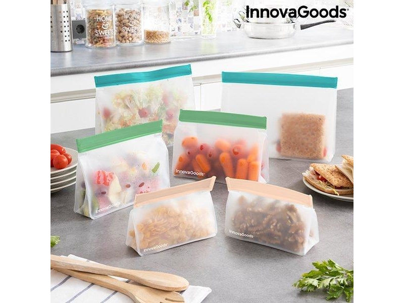 InnovaGoods Zestaw Hermetycznych Torebek Wielokrotnego Uzytku Zags InnovaGoods 6 Czesci