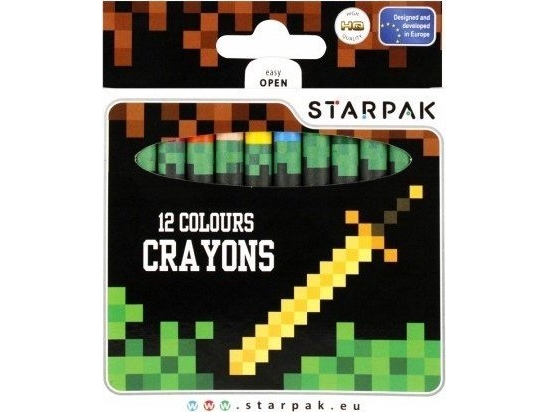 Starpak vaxkritor 12 färger Pixel Game | Skola & Hobby - Solida färger - Färgkritonger för skolanvändning | GameStuff