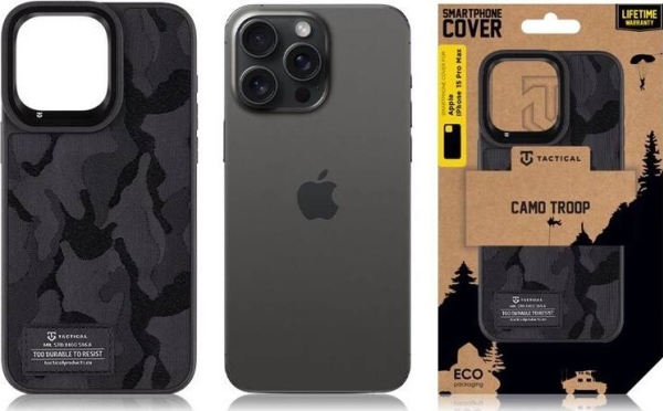 Tactical Camo Troop Cover Til Apple Iphone 15 Pro Max Sort Standard