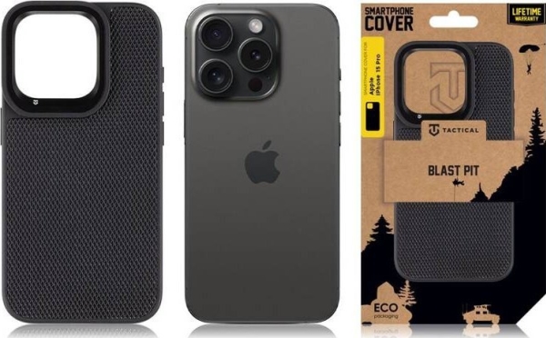 Tactical Blast Pit Cover For Apple Iphone 15 Pro Black Standard