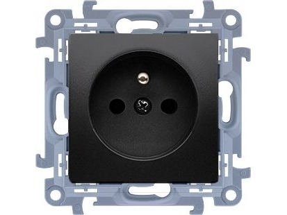 Contact-Simon jordet enkelt stikdåse (modul) 16A, 250V~, hurtig tilslutning, sort mat, SIMON10