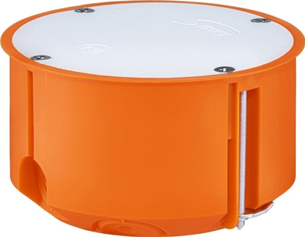 Simet infälld dosa i gips med skruvar orange P 70f | Lauritz Knudsen - LK FUGA - Dosor | GameStuff
