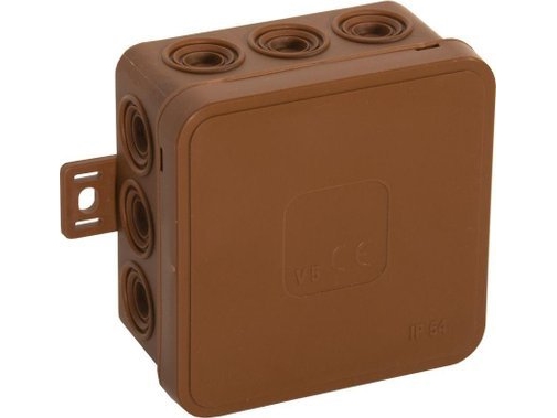 ViPlast V5 klik indmuringsdåse tom 12 indgange VIPLAST V5 klik BRUN IP54 75x75x41mm 035-02