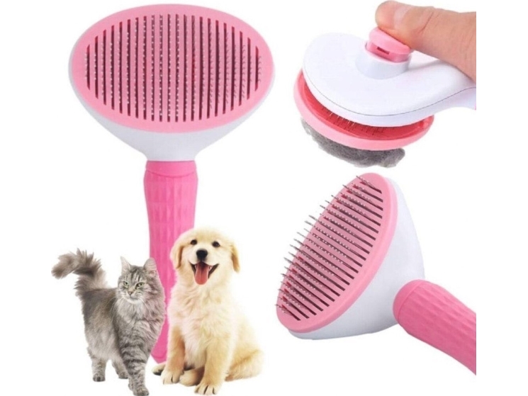 Koopman självrensande borste för hund och katt (rosa) | Sällskapsdjur - Hund - Skötsel & Hygien | GameStuff
