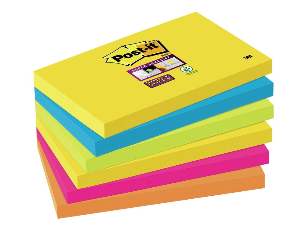 3M 7100242804, Rechteck, Blau, Grün, Orange, Pink, Gelb, Papier, 76 Mm, 127 Mm, 90 Blätter