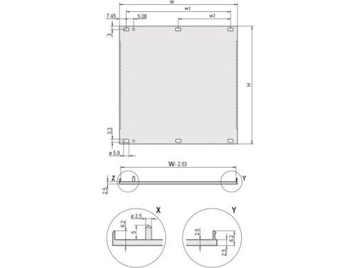 Schroff Frontplader, U-Profil, Afskærmet – U-Frontpl.Emc 3He 63Te M. Pin (20848068)
