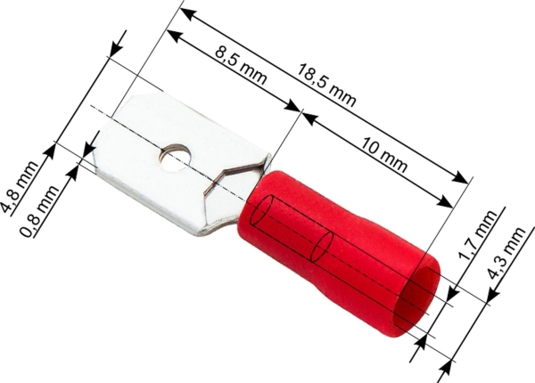 Blow 43-031# Connector Izol. Płaski Męski 4.8/0.8 Czer