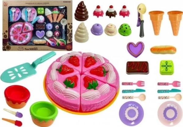 Lean Toys Žaislų Rinkinys Saldumynų Vakarėliui Su Tortu Ir Ledais