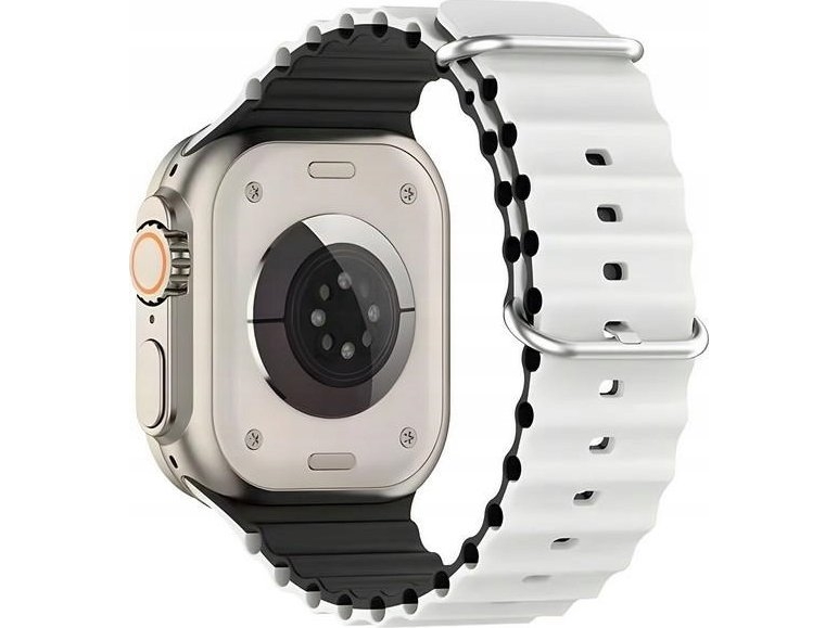 Beline Apyrankė Apple Watch Silikoninė Waves 38/40/41Mm Baltos Ir Juodos Spalvos Box