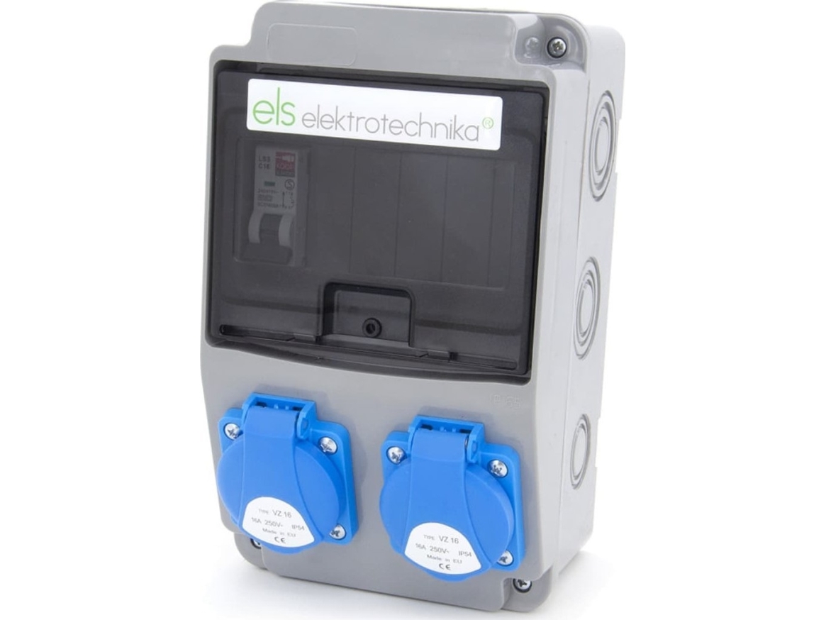 Els Elektrotechnika Udendørs Byggefordeler 2*Gs 230V + Sikringer, 6No21c00