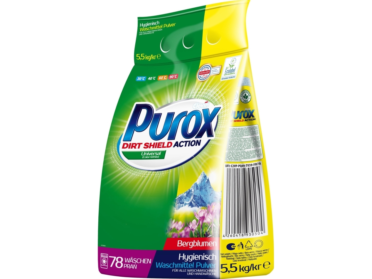 Purox Purox Universal - Uniwersalny proszek do prania, 78 prań - 5,5 kg