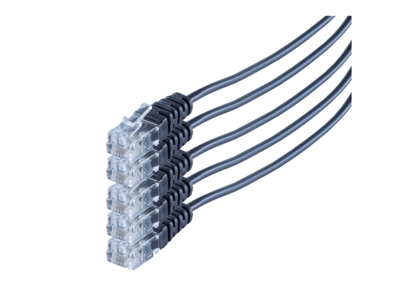S/Conn Maximum Connectivity So70084-1.5-Set5, 1,5 M, Rj-11, Rj-11, Sort, Hanstik, Hanstik