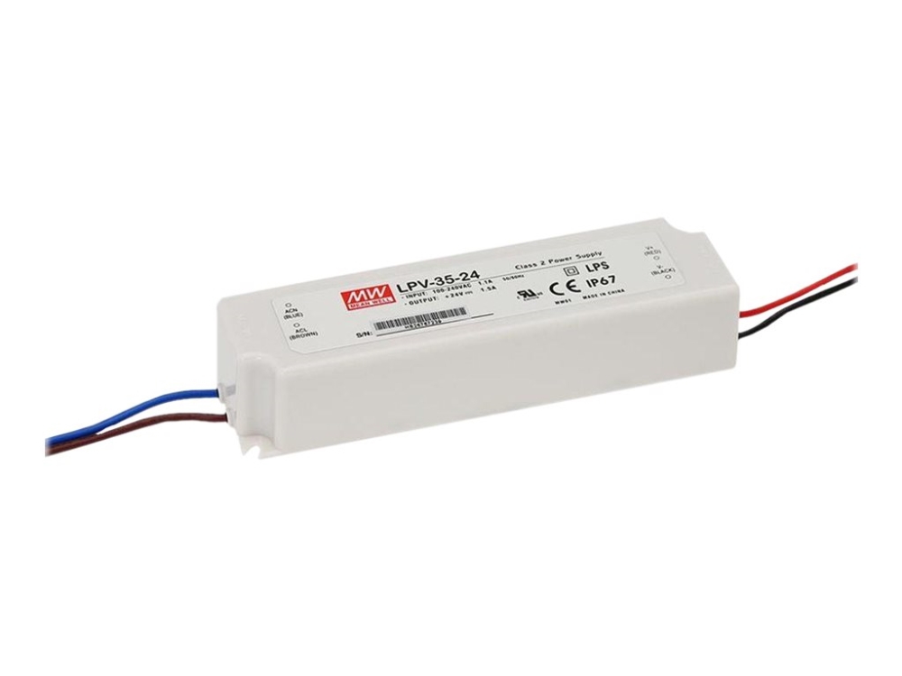 Mean Well LPV-35-24 - LPV-35 Series - LED driver - 36 Watt - 1.5 A | Motorer - spänningsreglering - övervakning etc.  >  Transformator | GameStuff