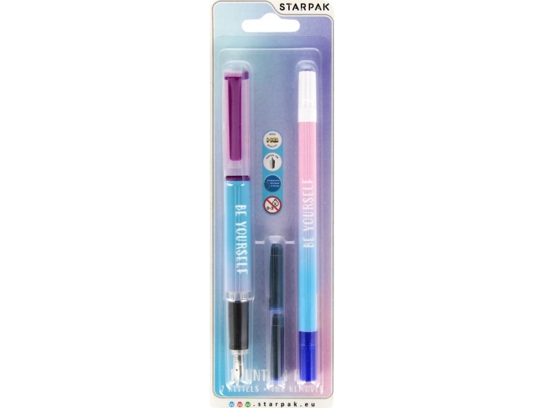 Fountain Pen With Cartridges And Eraser Ombre Starpak 536384
