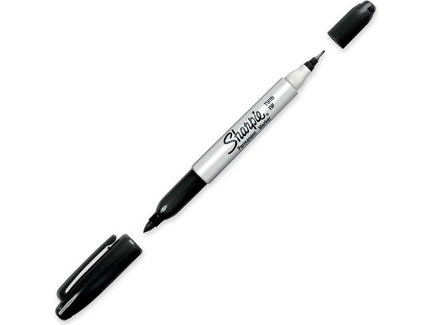 Sharpie Twin Tip, Sort, Fin spids, Sort, Grå, Fin/ultrafin, 0,5 mm, 0,9 mm
