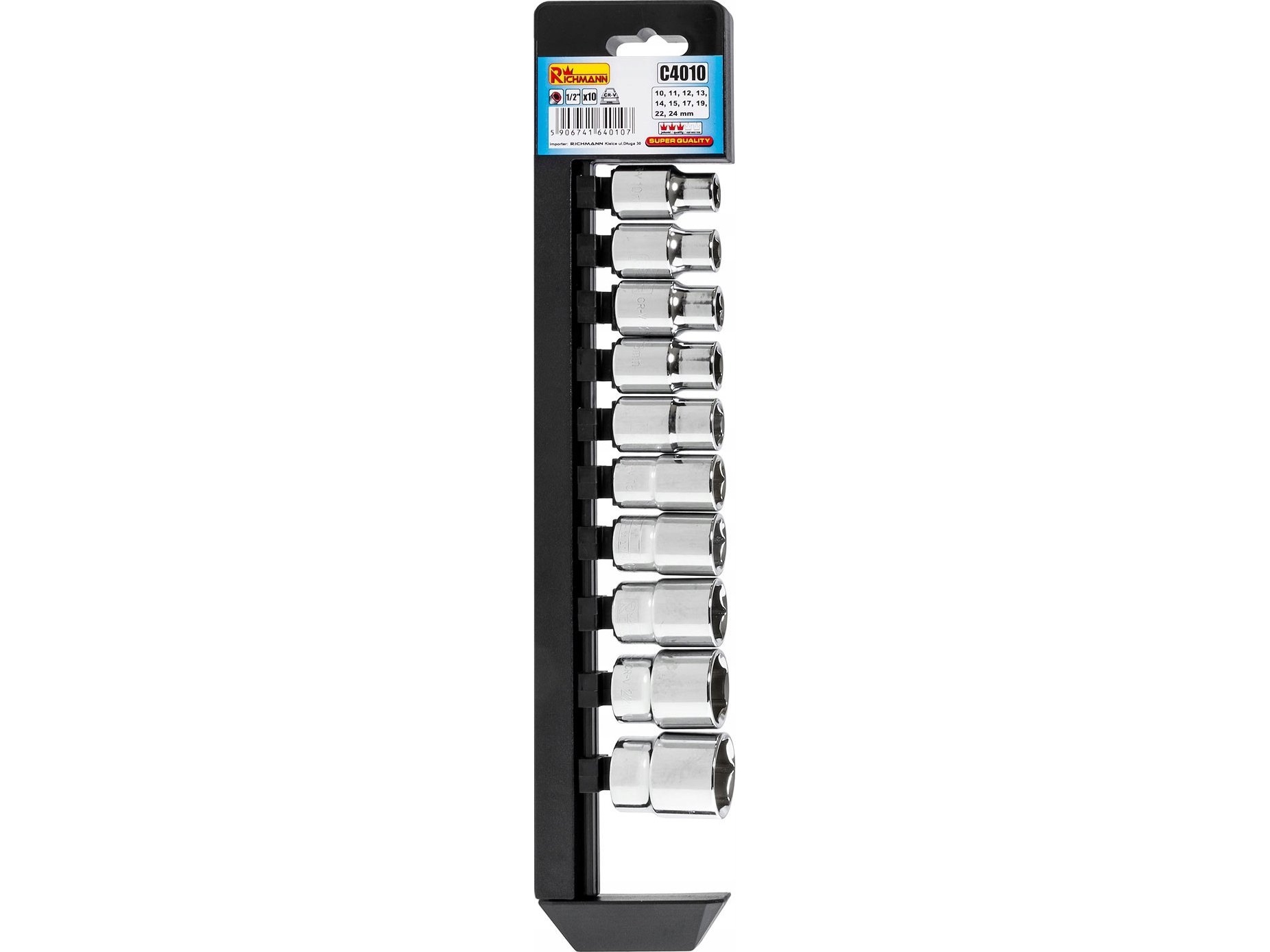 Sockets Set Of 1/2" Hexagon In The Size Range: 10 - 24 Mm