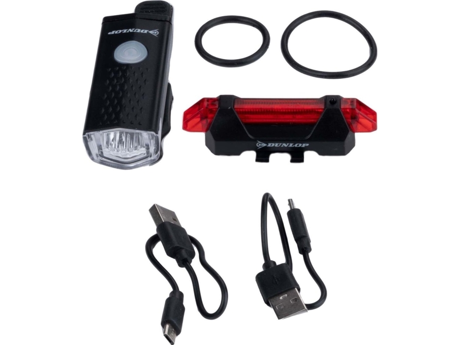 Dunlop sæt LED cykellygter foran og bag USB-opladning