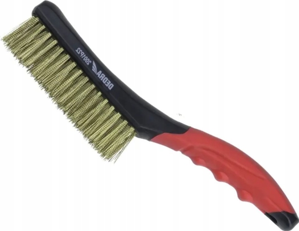 Dedra 4-rækket stålbørste, messing, 260 mm, håndtag med dobbeltmåtte