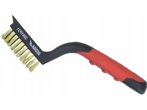 Dedra 5-rækket stålbørste, messing, 180 mm, håndtag med dobbeltmåtte