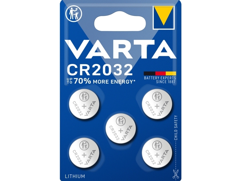 Varta Electronics - Batteri 5 x CR2032 - Li - 230 mAh | EL Artiklar - Batteri - Knappcell batteri | GameStuff