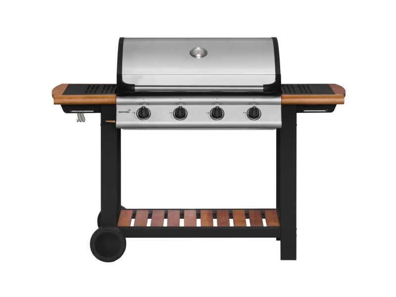 Gasgrill med 4 brændere, støbejernsriste, 14,0 kW