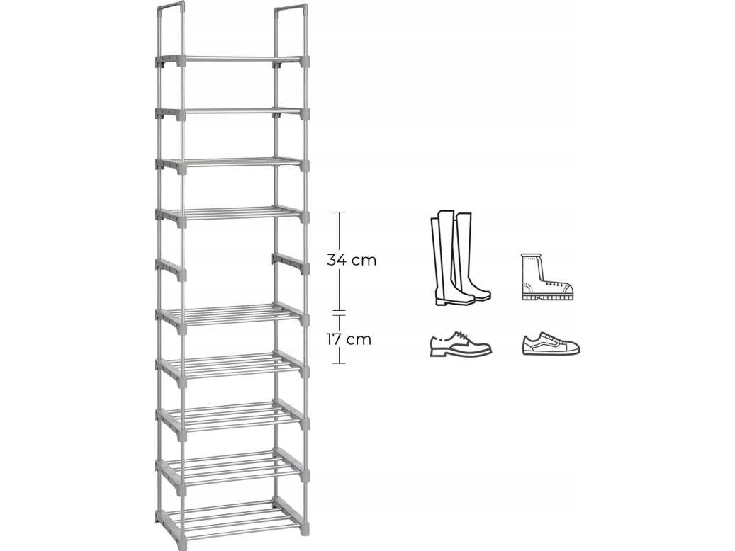Sko-holder Songmics, 10-niveau metal skostativer, konfigurerbar