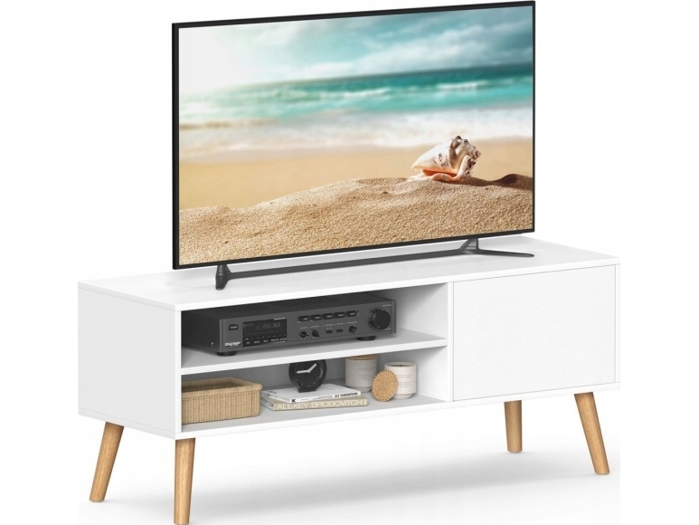 Vasagle Lowboard TV-skåp för TV-apparater upp till 55 tum 120 cm TV-bänk för vardagsrum industriell design vit | Bostäder - Möbler - Soffbord & sidobord | GameStuff