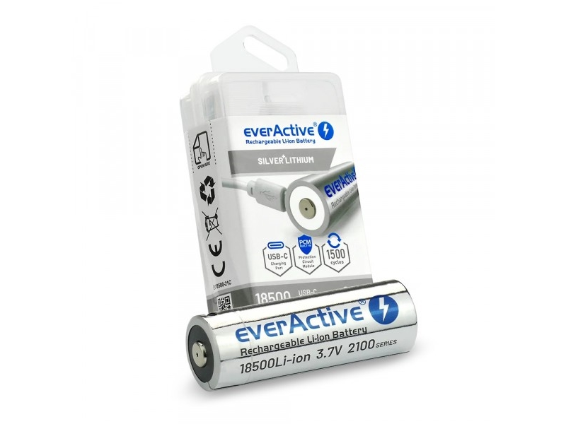 Everactive Akumulator 18500 3,7V Li-Ion 2100 Mah Usb-C