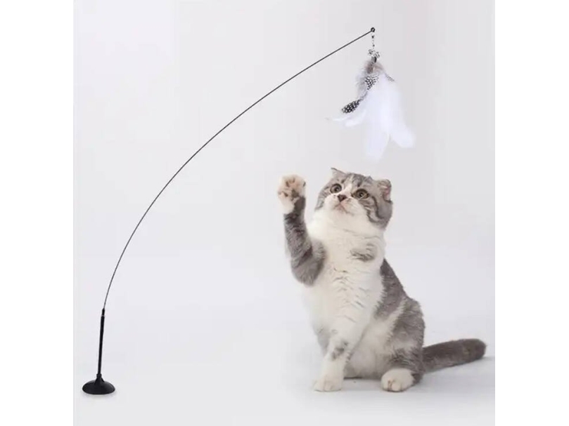 Legetøj til kat med fiskestang på sugekop 95 cm Aptel ZW21