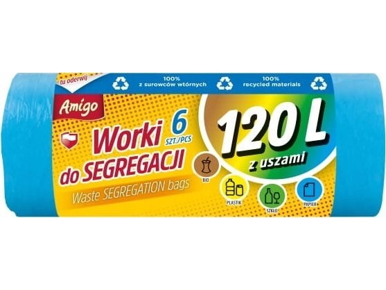 Politan Gosia Gosia Amigo Segregationspåsar 120l Med Öron Blå-Papper 6st 7985... | Rengöring - Avfallshantering - Soppåsar | GameStuff