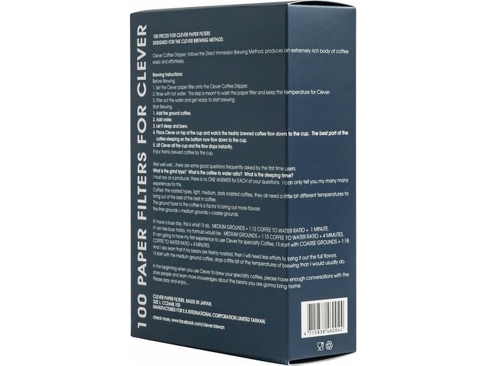 Clever Clever Dripper - Pappersfilter i pappkartong - Storlek L 100 stycken | Köksapparater - Kaffe - Rengöring & Tillbehör | GameStuff