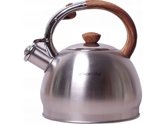 Kamille Stiel-Edelstahltkocher Mit Pfeife, Holzoptik-Griff 2,0 L