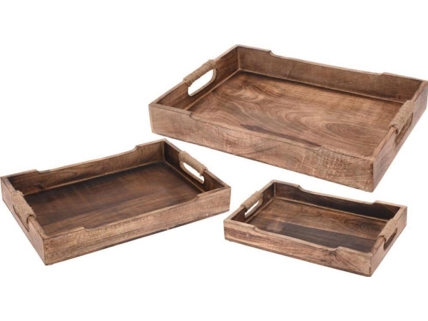 Excellent Houseware 3 punotun puisen tarjottimen sarja