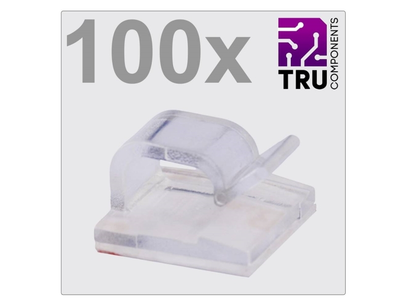 TRU COMPONENTS T24CA019 Kabelclips Selvklæbende TC-12888432 Bundt-Ø-område 1 til 7 mm Transparent 100 stk