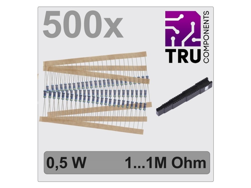 TRU COMPONENTS TC-12888476 T22P082 Metallivastusvalikoima aksiaalilangalla 0,5 W 0,01 % 500 kpl