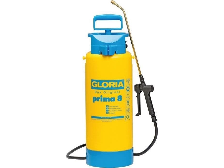 Gloria 000099.0000, Kompression Havesprøjte, 8 L, 8 L, Blå, Gul, Plast, Messing