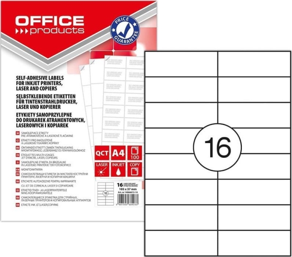Office Products Etykiety Office Products A4 105x37mm białe (100) | Papper & Emballage - Märkning - Visitkort | GameStuff