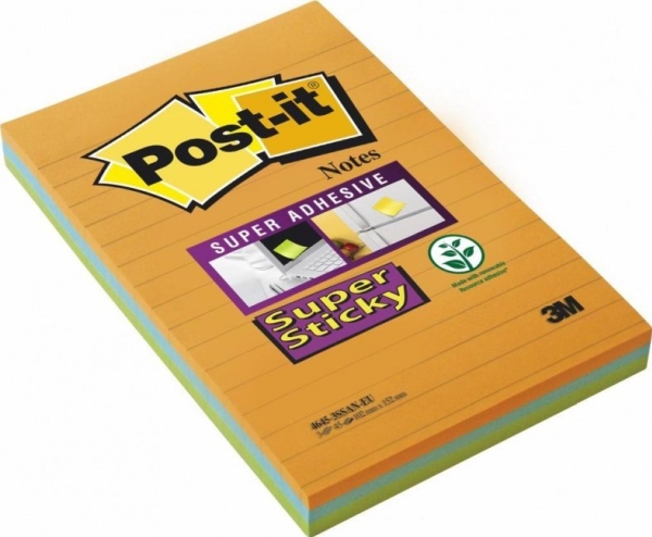 Post-It 3M Post-It Super Sticky Xxl Haftnotizen, Boost, In Line, 101X152mm, 3X45 Karten.
