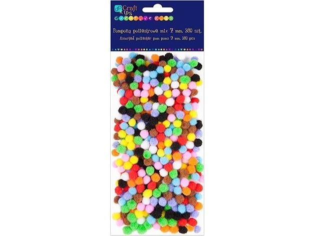 Polyester pomponer mix 7 mm, 380 stk (KSPO-019)