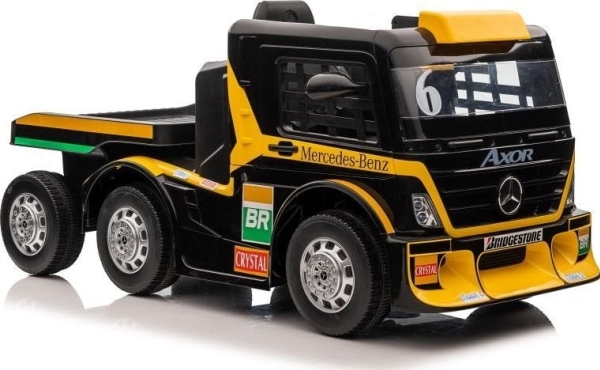 Lean Cars Vienvietis elektromobilis su priekaba Mercedes-Benz Axor XMX622, geltonas