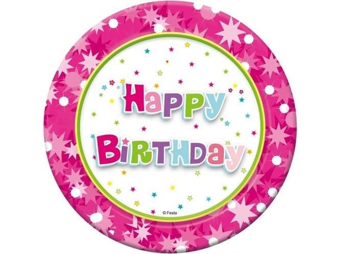 Aster Engangs-Tallerkener 18 Cm Happy Birthday – 6 Stk
