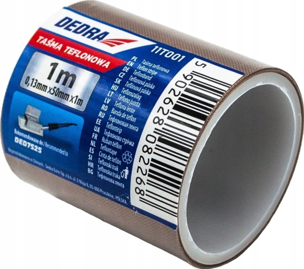 Dedra Teflon tape 10mx50mmx0.13mm, selvklæbende