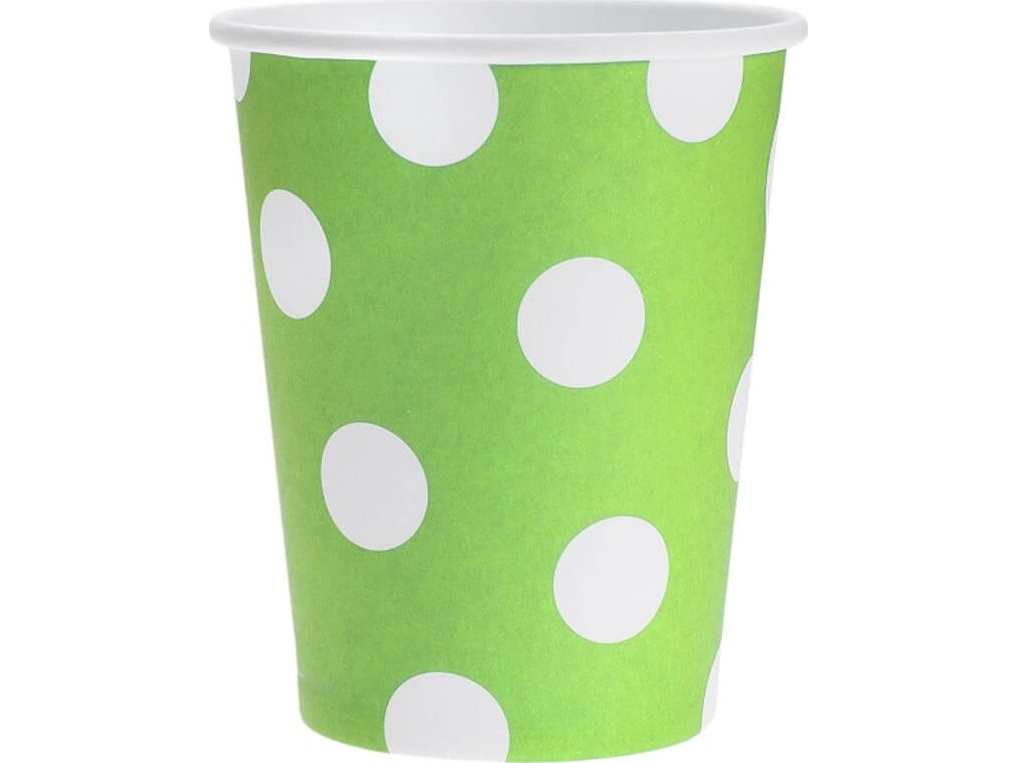 GoDan papirbægre med prikker grøn - 270 ml - 6 stk., universal