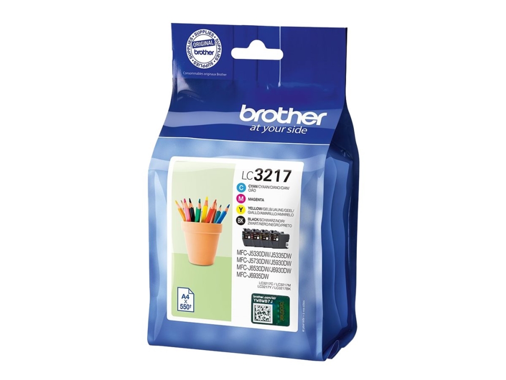 Brother Lc3217 Value Pack – 4 Pakker – Sort, Gul, Cyan, Magenta – Original – Blækpatron – For Brother Mfc-J5330, J5730, J5930, J6530, J6935  Business