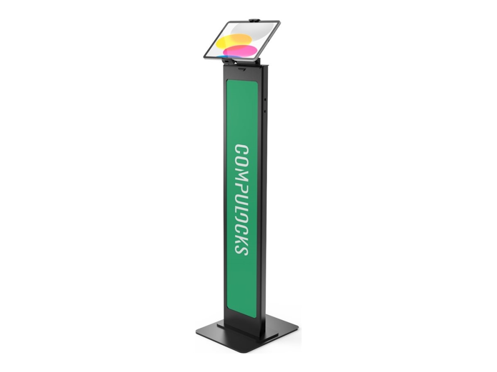 Compulocks Universal Tablet Cling Brandable Floor Stand - Stativ - for tablet - låsbar - stål - sort - skærmstørrelse: op til 13 - monteringsgrænseflade: 100 x 100 mm - gulvstående