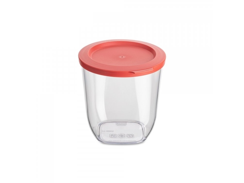 koziol 4061704, Yleissäiliö, 1 L, Koralli, Läpinäkyvä, Irrotettava kansi, 125 mm, 132 mm