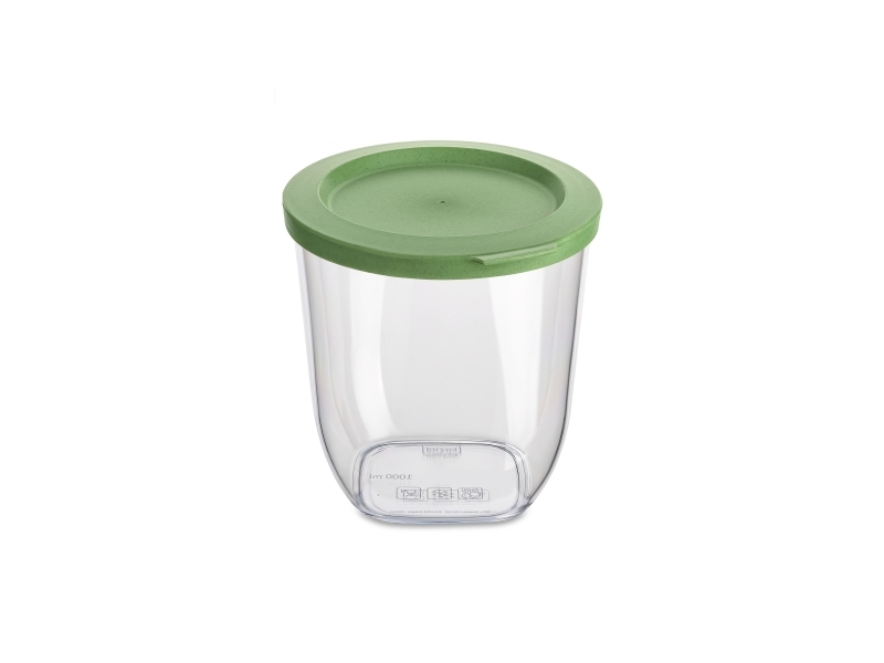 koziol 4061703, Yleissäiliö, 1 L, Vihreä, Läpinäkyvä, Irrotettava kansi, 125 mm, 132 mm