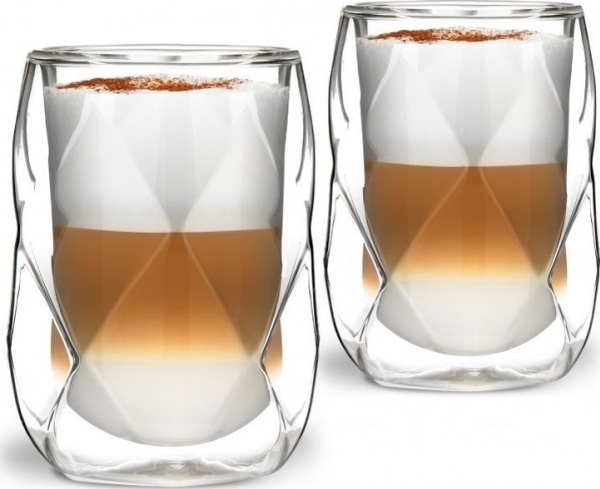 Vialli Design Sæt Med 2 Glas/Kopper Med Dobbeltvæg 350 Ml Geo