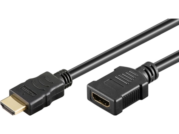 Neutralle Video Kabel Extender Hdmi M - Hdmi F, Hdmi 2.0 - Premium High Speed, 2M, Vergoldete Stecker, Schwarz