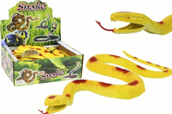 LeanToys kunstig gummislange gul med røde pletter strukturel